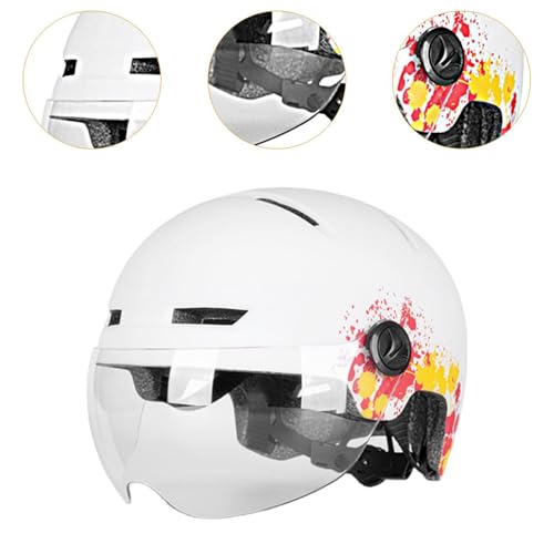 YIJU Capacete de bicicleta elétrica, equipamento de proteção com luz e viseira, circunferência da ca