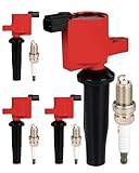 ATBIZZLE Ignition Coil FD505 DG507 and Iridium Spark Plugs Fit for Ford Escape Focus Fusion Mazda 3 6 Tribute Mercury Mariner 2.0L 2.3L 2.5L L4 2005 2006 2007 2008 2009 2010, Set of 4, Red