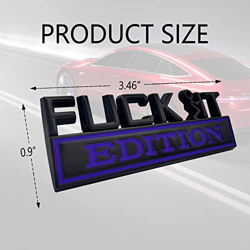 Image of Fuck IT Edition Emblem, Car Exterior Emblems Badge 3D Sticker Decal, Fuck-IT Edition Emblem 3D Fender Badge Decal, 3D Fender Badge Decal Car Truck Replacement, Fit for All Cars (Black Blue)