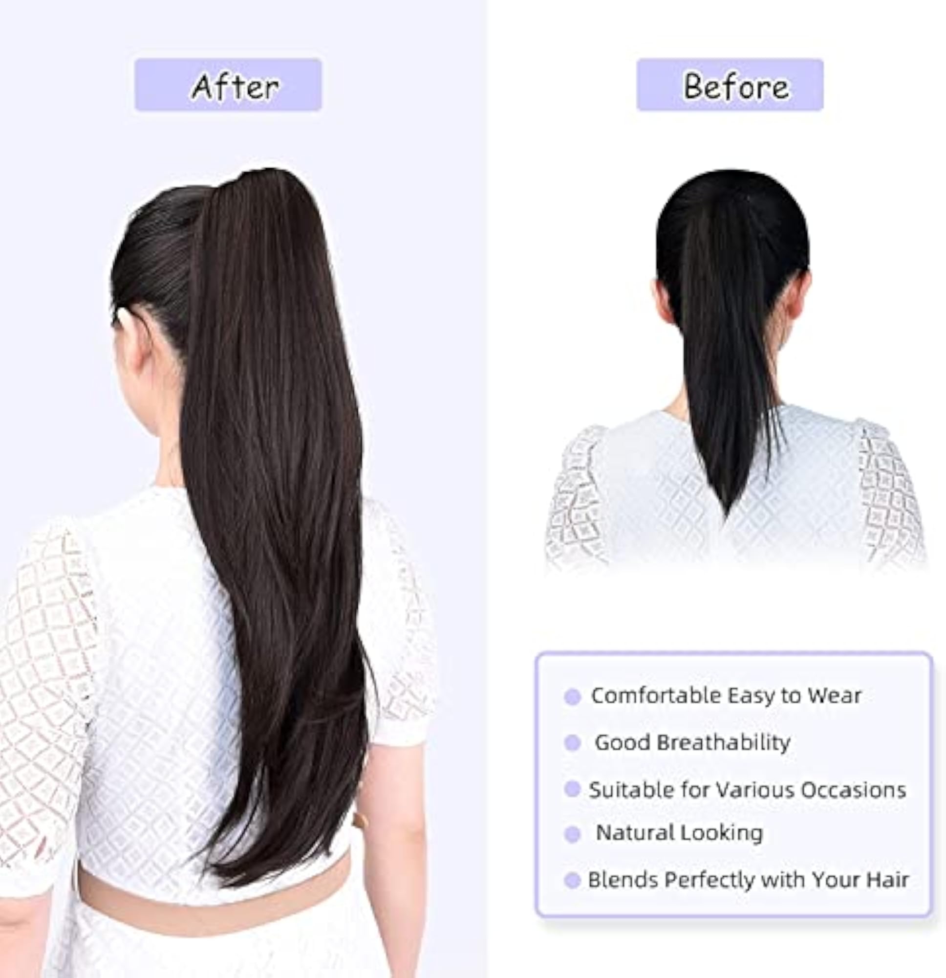 Claw Clip Ponytail Hair Extension, 24 Inch Long