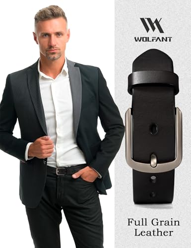 WOLFANT Men's 1.5" Top Full Grain Leather Belt in Gift Box,100% Italian Real Solid Leather4