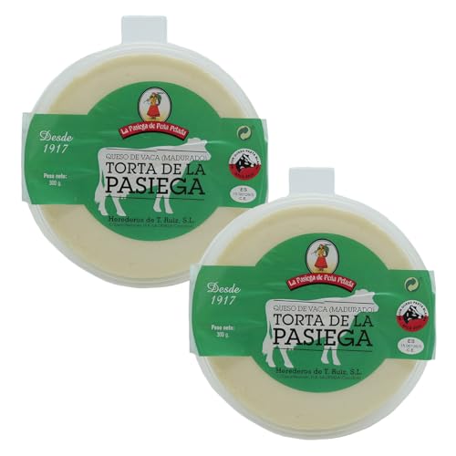 LA PASIEGA DE PEÑA PELADA Torta de Queso, PACK DE 2 Quesos redondos 300 gr (aprox) En tarrina - Textura Cremosa y Sabor Suave - Elaborado con Leche de Vaca Pasteurizada - Calidad Artesanal Española