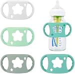 4 Poignées de biberon en silicone pour les biberons à large cou de Dr Brown (blanc+bleu+vert+gris)
