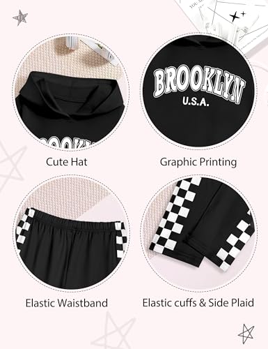 KANGKANG Girls Clothes Fall Winter Outfits Graphic Hooded Sweatsuits Sweatpants 2Pcs Set4