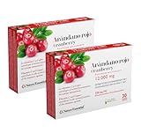 Nature Essential | Arándano Rojo 12.000 mg | 2 Unidades | 30 Cápsulas Vegetales | Ayuda a Reforzar el Sistema Inmune y la Salud del Tracto Urinario | Vitamina C y D-Manosa