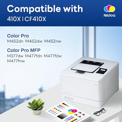 Image of 410X Toner Cartridges 4 Pack High Yield Replacement for HP 410X Black Cyan Magenta Yellow Color Pro MFP M477fnw M477fdw M452dn M452dw Printer | CF410X CF411X CF412X CF413X
