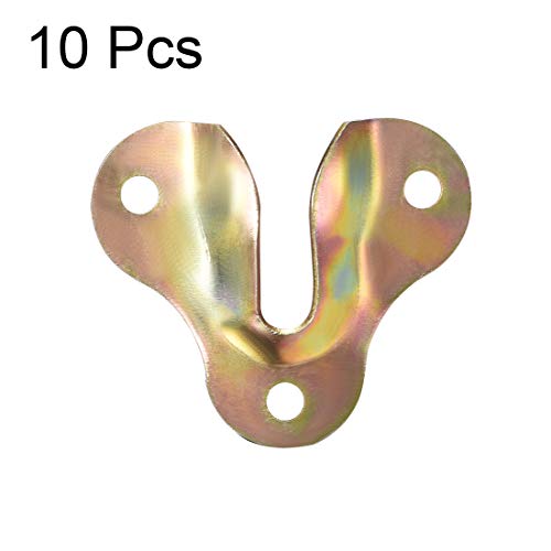 Image of uxcell Flush Mount Bracket, 50x43mm Yellow Zinc Plated Wall Mount Clip Hook for Picture Frame Hanger, 10 Pcs