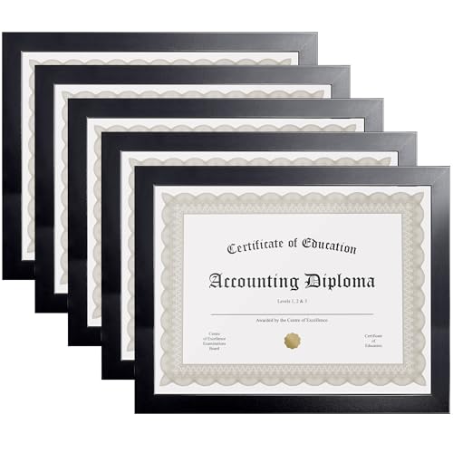 Image of KTKDE 8.5x11 Picture Frame set of 6, Certificate Document Frame Diploma Frames Black, Poster and Photo for Wall Hanging or Tabletop with Shatter Resistant Plexiglass Home Decor best gift