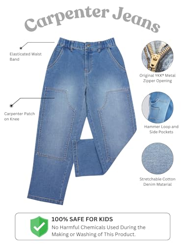 Image of olele Girls Super Jeans Collection for 4-14 Yrs | Stretchable Cotton Denim Trousers | Blue Jeans for Kids | Baggy Denim Pants | Cargo Pants for Girls