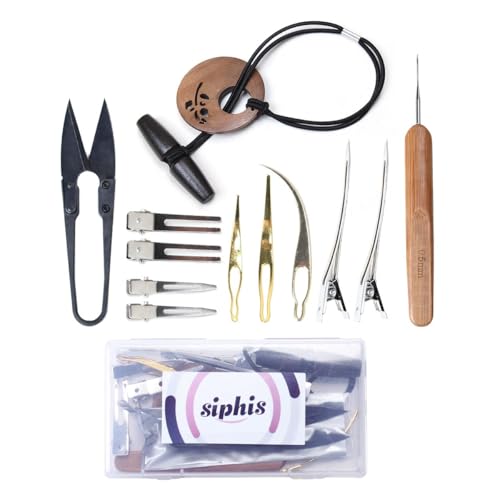 Siphis Interlocking Tool for Locs & Sisterlocks - Retighten Tool & Bent-Hook Shape Loc Needle for Maintaining Dreadlocks & Hair Extensions