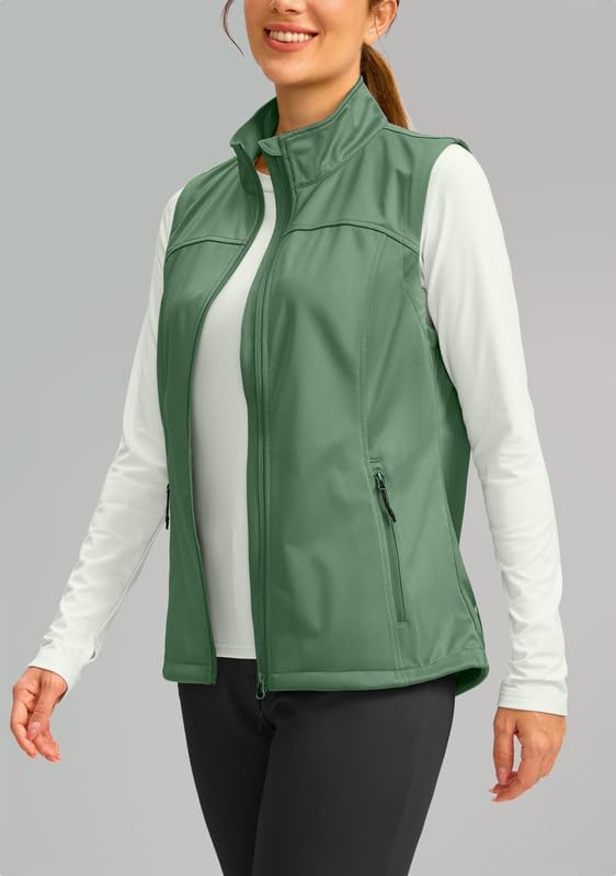 Soothfeel Women's Vest with Zipper Pocekts Lightweight Softshell Sleeveless Jacket Hiking Travel Golf Running Vest for Women - Image 2