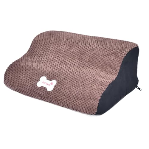 Folpus Rampe per Scale per Cani e Animali Domestici - Scaletta in Pendenza a 2 Gradini - Spugna Multifunzionale ad Alta Densità per Cani Anziani - Caffè, 15 cm di Altezza