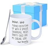 WASSMIN Funny Coffee Mug for Father- Dear Dad, Thanks for putting up with a Bratty Child - Daddy...
