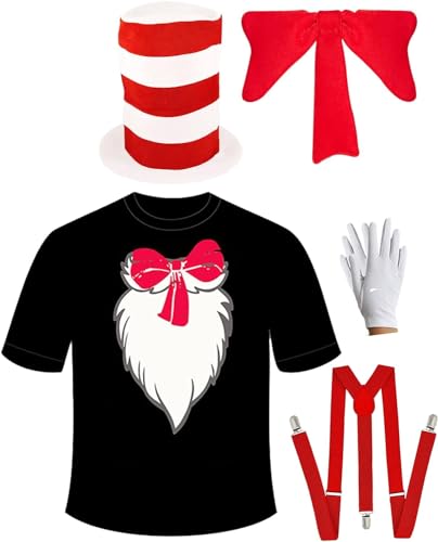 Camiseta de gato con tirantes rojos y sombrero alto labreeze