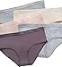 Danskin Girls Underwear Hipster Briefs - 5 Pack Comfort Stretch Breathable Cotton Underwear Hipster Panties for Girls (4-12), Size 7-8, Grey Heather/Sand/Pink/Grey/Deep Purple