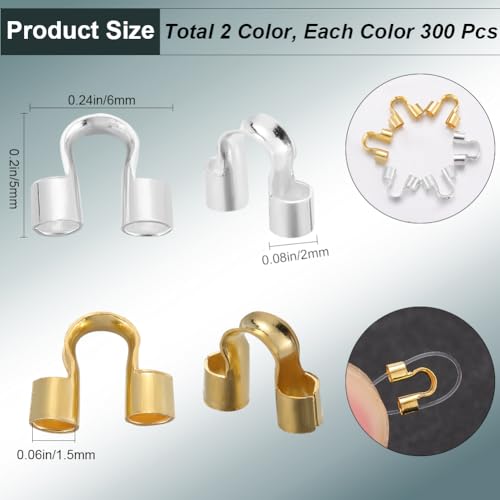 SOFPLATE 1 Box 600Pcs U Shape Wire Protector Jewellery Wire Guard Loops Brass Small Double Hole Wire Guardians Thread Protectors for Jewellery Making Necklace Bracelet Beadings Supplies DIY Craft - Image 2