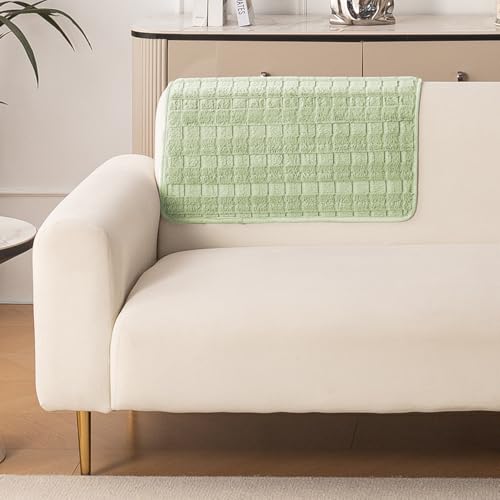 Image of HOKIPO 'Plush Haven' Premium Anti-Slip Backrest Mat | Soft Fluffy Plush Fabric, Pastel Green - 1 PC (AR-6256-GRN)