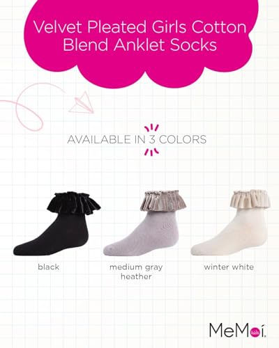 MeMoi Velvet Pleated Girls Cotton Blend Anklet Socks2