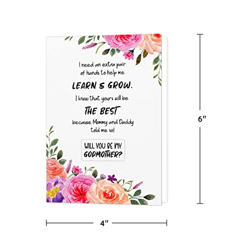Flyab Will You Be My Godmother Scratch Off Card 4"X6" Flowers Godmother Proposal Card Godparents Proposal Birthday Christmas Gift Card For Women Aunt Auntie, I Need An Extra Pair Of Hands #TOP6