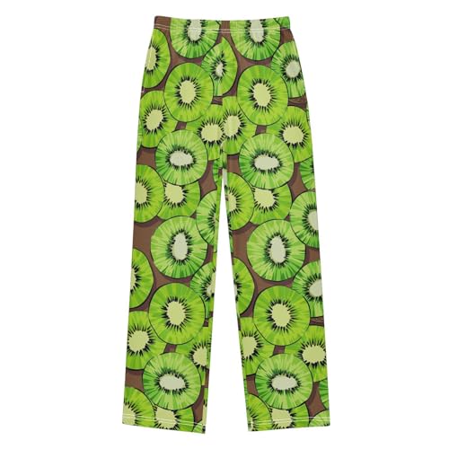 ZZXXB Green Kiwi Fruit Boys Long Pants Soft Trousers Elastic Waist Kids Lounge Bottoms with Pockets S-XL