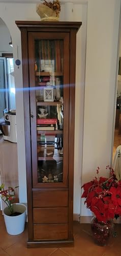 Mar.c.a. Design - Vitrina de columna de madera de álamo, modelo Shabby elegante y funcional con estantes y cajones, ideal para salón y estudio, arte pobre Made in Italy - imagen 2