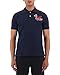 La Martina WMP303 Men's Polo Shirt Short Sleeve Collar with Buttons LM Logo on Chest, blue, L