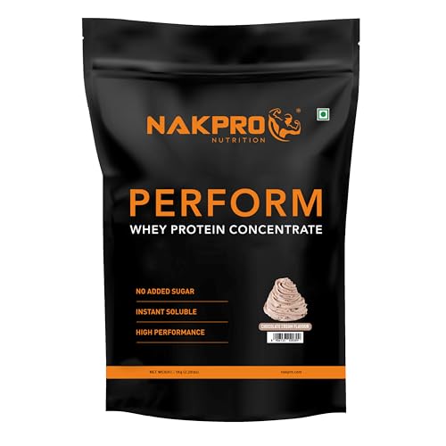 Image of NAKPRO NUTRITION Perform Whey Protein Concentrate | 1kg Chocolate-Cream | 24g Protein, Trustified Certified
