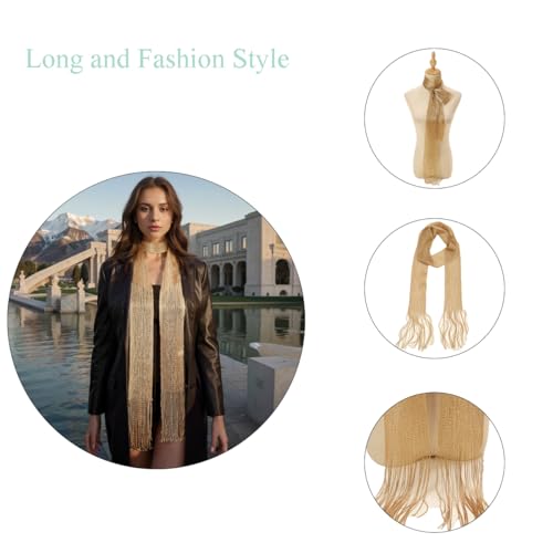 LMVERNA Women Fashion Lightweight Glitter Scarf for Evening Party 2 pieces4