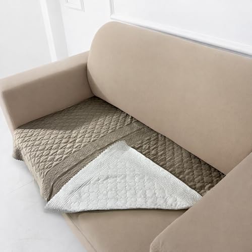 Image of Homerz Premium Petal Charm Sofa Cover | Embossed Floral Pattern | Soft Touch, Anti-Dust & Easy Wash Fabric Cloth, Washable and Durable (Beige, 2 Seater, Only Seat Cover)