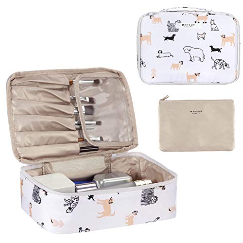 HUA ANGEL Cosmetic Travel Bag-Floral Makeup Case Organizer Reusable Toiletry Bag Travel Cases Portable Makeup Bags