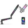 TONOR RGB Gaming Mic Arm, Low Profile Microphone Boom Arm with controllable RGB Light, Mic Stand with Cable Management, 3/8″, 5/8″ and 1/4″, Adapter, Perfect for Streaming, Studio, T90LP