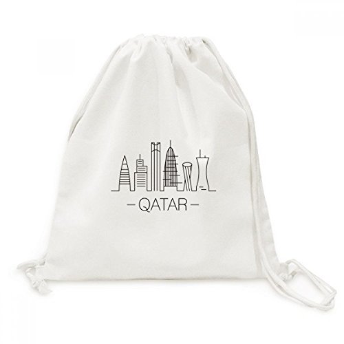 Sac à cordon sac à dos toile voyage dessin Qatar landmark canvas