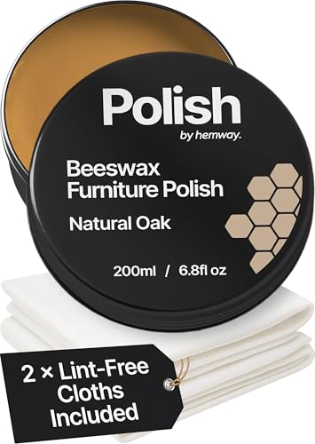 Hemway Natural Oak Beeswax Furniture Polish 200ml & 2 Lint-Free Cloths