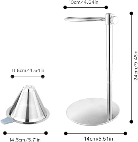 Miniatura 2 de Gotero de café para verter sobre el café, filtro de café de acero inoxidable, gotero de café en cono con soporte de café ajustable para verter sobre