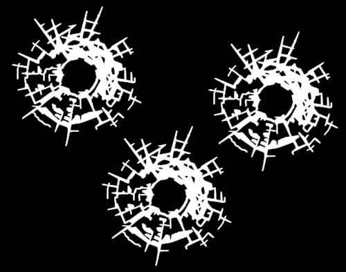 Bullet holes glass art decals set of 3