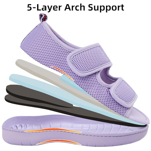 Image of Women's Slippers with Arch Support, Adjustable Open Toe Shoes for Diabetic