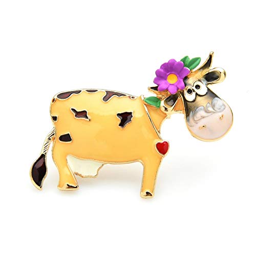 Broche de bétail fleur émail vache broches cadeaux femmes