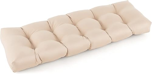 Giantex Cojín de banco para exteriores, 52 x 19.5 pulgadas, cojines copetudos de patio para sofá de jardín, sofá biplaza grueso, cojín impermeable