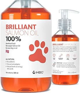 Brilliant Salmon Oil for Dogs, Cats, Puppy, Ferret & Pets - Pure Omega 3, 6 & 9 Fish Oil Food Supplement | Treats Itchy Skin, Joint Care, Heart Health & Natural Coat Hofseth BioCare (300ml)