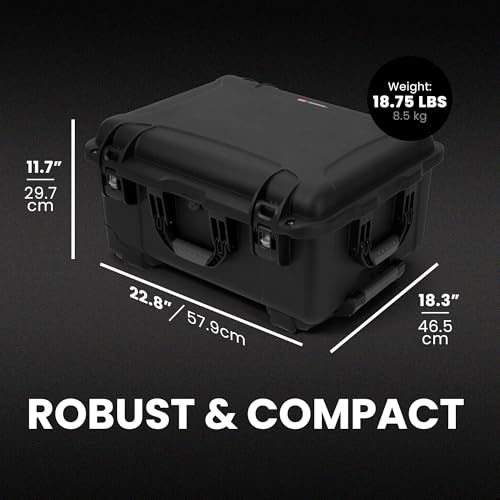 Image of NANUK 950 Hard Case with Padded Divider - Waterproof Travel Camera Hard Case with Wheels, 22.8 inch x 18.3 inch x 11.7 inch, Dustproof and Impact-Resistant, Ideal for Heavy Loads - Black | IP67 Waterproof and Dustproof Nk-7 Resin Case with Powerclaw Latches, Wheels, Exterior 22.8x18.3x11.7 in