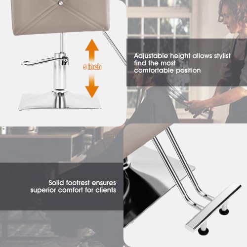 Image of Artist hand Barber Salon Chair for Hair Stylist, Elephant Grey | Heavy Duty Hydraulic Pump, Adjustable Height, 360 Swivel, Padded Armrest, Professional Styling Chair, Beauty Salon Equipment