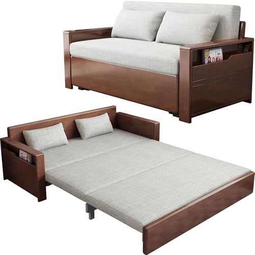 59" Grey 3-in-1 Convertible Sofa w/Storage & Rev Chaise, Solid Wood Frame