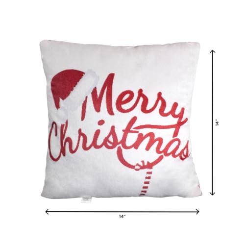 Image of Ultra 14 inch Merry Christmas Soft Premium Plush Cushion Pillow in White | Perfect for Snuggling and Playtime | Animal Toy Birthday | Anniversary | Christmas | Diwali | Home Decor