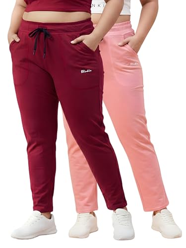 Image of BLINKIN Ankle Length Plus Size Cotton Track Pant for Woman | Ultimate Summer Lowers & Pajama for Women Pack of 2 (combo-plus-86)