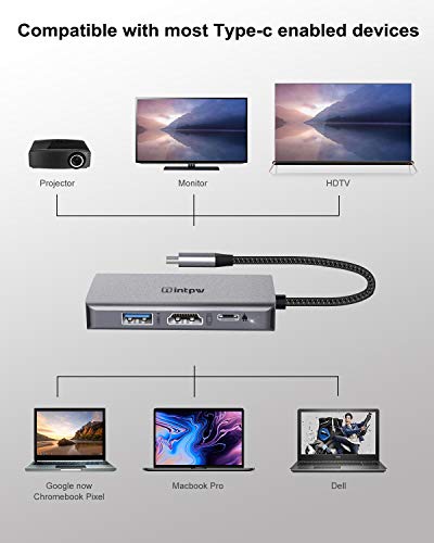 image for INTPW USB C to VGA Adapter, USB-C to HDMI 4K Multiport Adapter for Mac