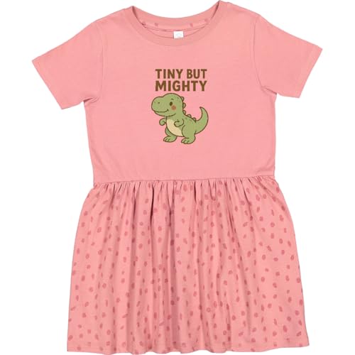 inktastic Tiny But Mighty Dinosaur Cartoon Design Toddler Dress