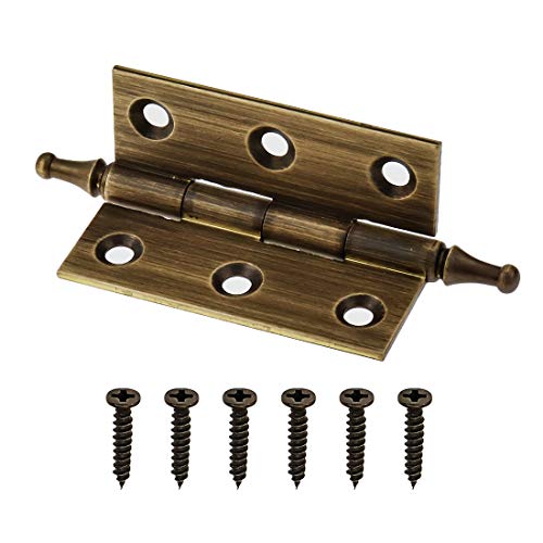 LC LICTOP 2 Inch Folding Butt Hinges, Brass Cabinet Door Hinges with Ball Finials for Drawers, Wardrobes & Wooden Boxes, Antique Oil Rubbed Bronze, 2.95 Inch Long Shaft, 1.97 x 1.54 Inch Plate, 2Pcs
