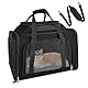 Lohofrnny Transporttasche für Katze Hund, Tragbar Transporttasche Katze mit Haustierausweis, Faltbare Nach Oben Ausbaubar Haustiertasche für Katze und Welpen bis 8 kg (Schwarz, 50×34×34cm)