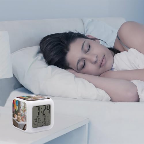 Reloj despertador mini LED con luces y temperatura 6