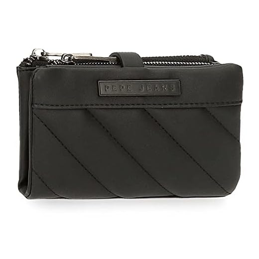 Pepe Jeans Kylie Cartera con Tarjetero Negro 14,5x9x2 cms Piel sintética